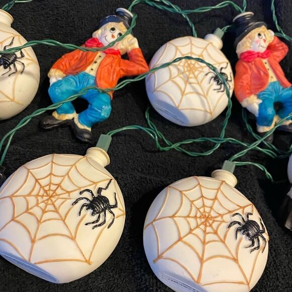 RARE Old World Christmas 1983 Halloween Witch Spider Scarecrow String Lights - Picture 4 of 16